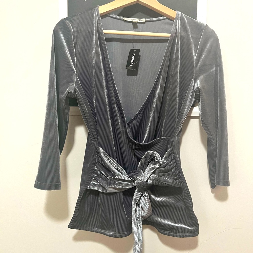 COPY - EXPRESS velvet gray top- Large
